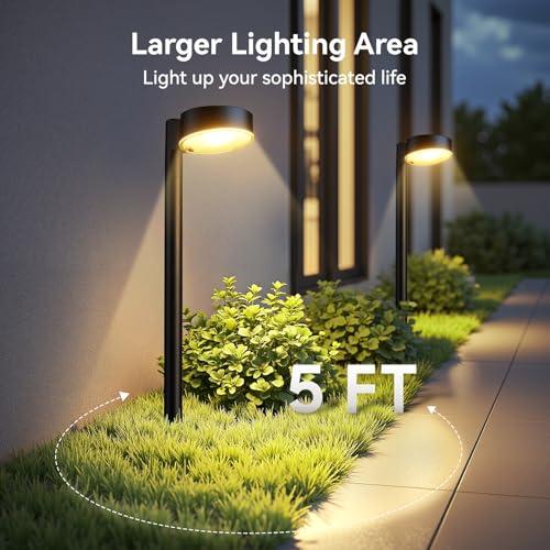 Ahaorigin 8 Pack Solar Pathway Lights Outdoor, 12 Brighter LED Solar Lights Outdoor Waterproof, Up to 12 Hrs Modern Path Light for Yard Garden Walkway Driveway Lawn (8 Pack) thumbnail 4