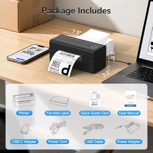 Hoorola Bluetooth Thermal Label Printer, Wireless 4x6 Shipping Label Printer for Small Business & Shipping Packages, Support iPhone, Android, Windows, macOS, Work for Amazon, Shopi thumbnail 7