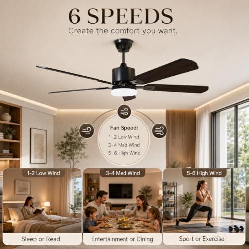STANDLE 42 Inch Ceiling Fans with Lights and Remote Control, Black
