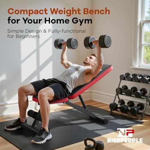 Banco de Pesas Ajustable NICEPEOPLE para Gimnasio en Casa - 660 LBS, Plegable y Versátil