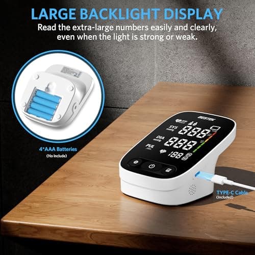 BESTEK Blood Pressure Monitor, Automatic Arm Blood Pressure Monitors for Home Use, Digital Large LED Voiced Broadcast BP Cuff Comfortable and Portable for Home Travel (9"-17" Adjus thumbnail 4