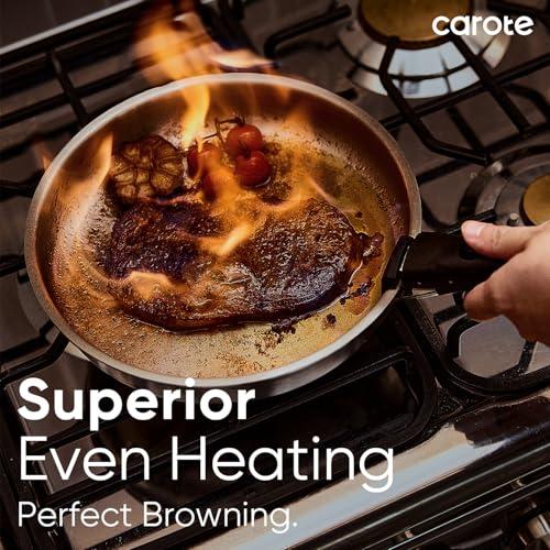 CAROTE Pots and Pans Set, Stainless Steel Cookware Set Detachable Handle, 15pcs Induction Kitchen Cookware Sets with Removable Handle, RV Cookware Set, Oven Safe