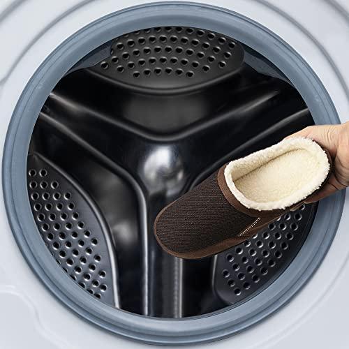 DREAM PAIRS Men's Cozy Memory Foam Slippers with Fuzzy Wool-like Lining, Slip-on Washable Indoor Outdoor House Shoes,Size 7-8,Brown,DSL215M thumbnail 3