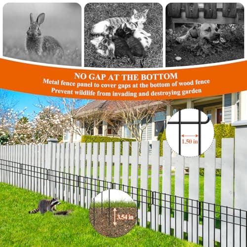 Garden Border Edging Fences, 12.32"*16.81" Decorative Fence Panel, Small Garden Fence Animal Barrier, No Dig Fences Barrier, Square 6 Pcs Black Metal Fencing, Dog Fencing Blocker f thumbnail 4