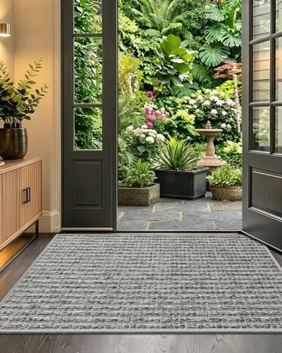 Color&Geometry Thin Indoor Door Mat 17"x30", Dirt & Moisture Trapping, Non-Slip Rubber Backing, Low Profile Inside Doormat for Home Entrance, Entryway, Patio & Porch,Sage Green thumbnail 3