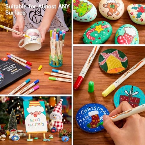 Shuttle Art 48 Colors Dual Tone Acrylic Paint Markers, 24 Pack Acrylic Paint Pens Set for Rock Painting, Ceramic, Wood, Canvas, Glass, Stone, Fabric, Card Making, DIY Crafts & Art 