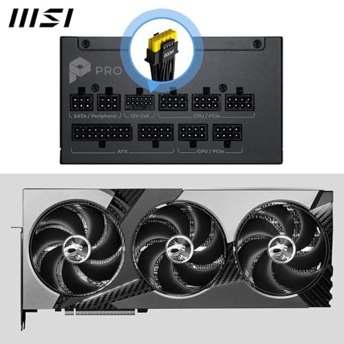 MSI PRO A850PL PCIE5, Fully Modular Gaming 850W Power Supply, 80+ Platinum, Native 12V-2x6 Cables, Server-Grade Capacitor, ATX 3.1 & PCIe 5.1 Ready, Low-Noise, Embossed Jacket Cabl thumbnail 4