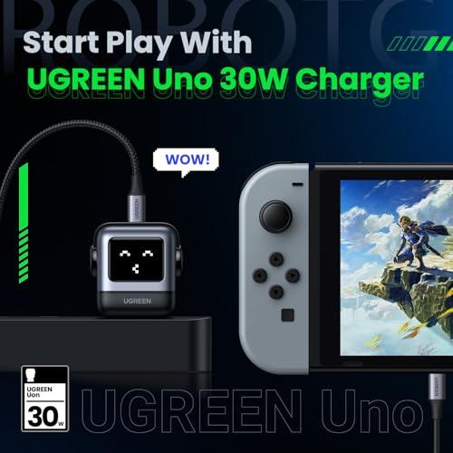 Cargador Rápido UGREEN Uno 30W USB C Robot GaN Compacto para iPhone y Más