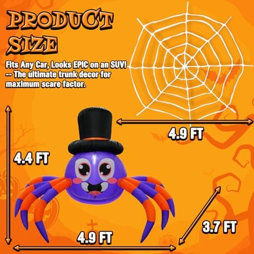 Halloween Trunk or Treat Car Decorations Kit Inflatable Spider with LEDs thumbnail 6