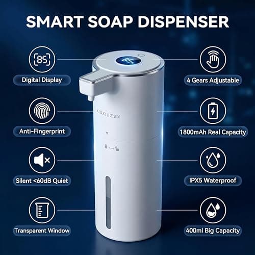 Automatic Soap Dispenser Liquid Touchless Upgrade Pump Uneasy Plugging Wall Mounted USB Rechargeable, 4-Level Adjustable 13.52oz Modern Electric Hand Soap Dispenser Kitchen Bathroo thumbnail 3