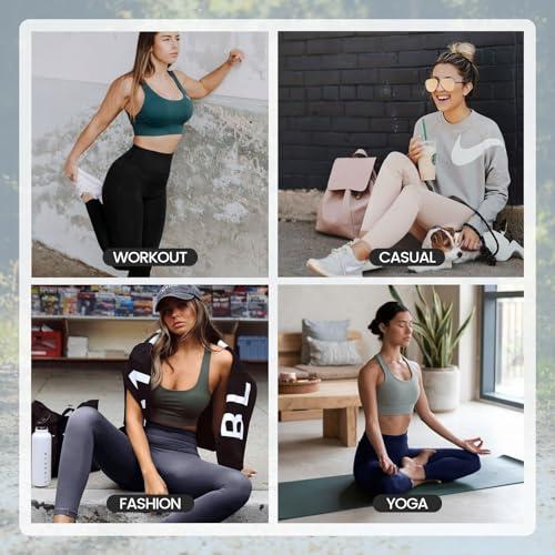 High Waisted Leggings for Women - No See Through Tummy Novelty Workout Yoga Pants with Pockets Reg & Plus Black thumbnail 2