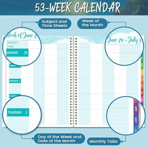Teacher Planner 2026-2027 - Teacher Lesson Planner 2026-2027, 9" x 11", Jul.2026 - Jun.2027, Weekly & Monthly Lesson Plan Book for Teachers with Back pocket, Colorful Tabs thumbnail 4