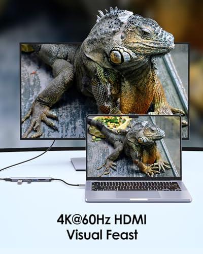 Hub USB C LENTION 8 en 1 con HDMI 4K@60Hz, PD 100W y Lector de Tarjetas para MacBook
