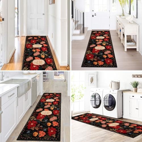 ROTTOGOON Hallway Runner Rug 2'x6' Washable Soft Floral Rug with Rubber Backing Stain Resistant Non-Slip Bohemian Runner Rugs for Hallway Entryway Laundry Room Kitchen Bathroom