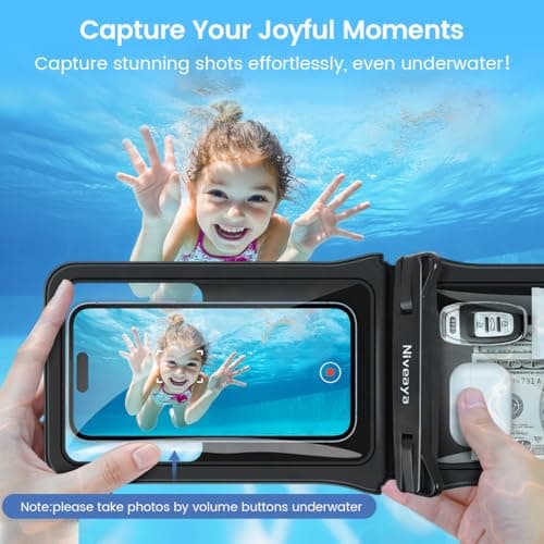 Niveaya Double Space Waterproof Phone Pouch - 2 Pack, Waterproof Phone Lanyard Case with iPhone 17/16/15/14/13 Pro Max up to 8.3", Phone Dry Bags for Vacation Beach Pool Kayak Cruise Travel Essentials thumbnail 6