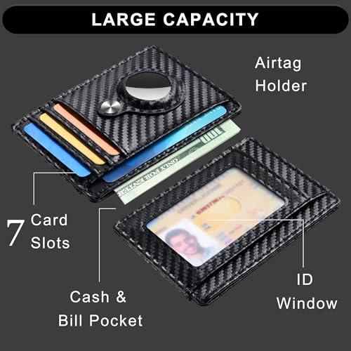 Hawanik Slim Minimalist Front Pocket Air Tag Wallet, RFID Blocking Card Holder Wallet with Airtag Holder thumbnail 3