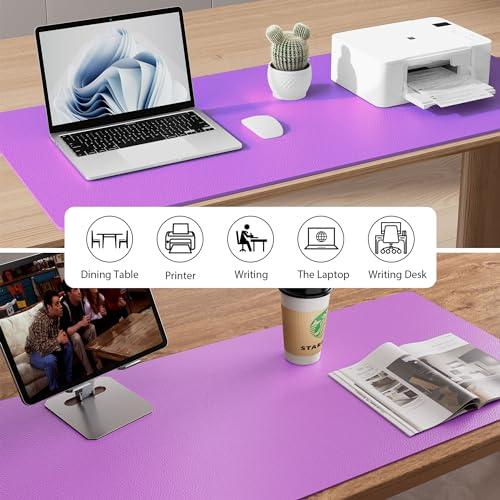 Miniatura de Aothia Leather Desk Pad Protector, Mouse Pad, Office Desk Mat, Non-Slip PU Leather Desk Blotter, Laptop Desk Pad, Waterproof Desk Writing Pad for Office and Home (36" x 17", Iris V 5