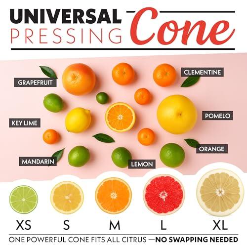 Gourmia Automatic Citrus Juicer - 17 oz Capacity, One-Touch Operation, Universal Cone, Anti-Drip Spout, Dishwasher-Safe Accessories, Compact Quiet 60W Motor thumbnail 2