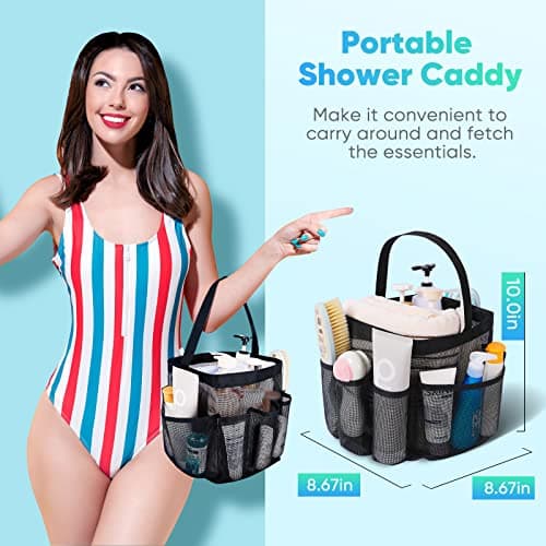 EUDELE Mesh Shower Caddy Portable for College Dorm Room Essentials, Shower Caddy Dorm with 8-Pocket Large Capacity for Beach, Swimming, Gym, Travel essentials thumbnail 4
