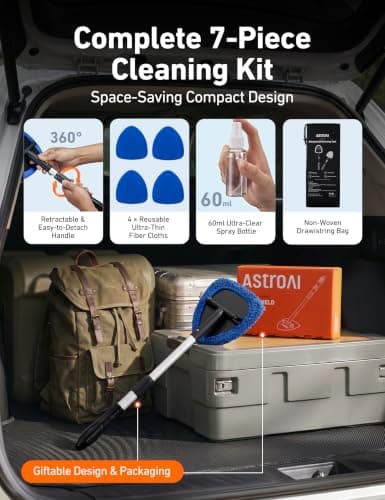 AstroAI 26" Super-Long Windshield Cleaner Tool & Car Interior Detailing Kit