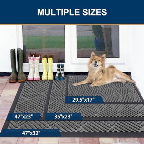 Smiry Front Door Mat Outside Entrance, Heavy Duty Outdoor Indoor Natural Rubber Doormat, Non Slip, Trap Dirt and Moisture, Easy Clean, Low Profile Patio Porch Entryway Mat, 29.5x17 thumbnail 3