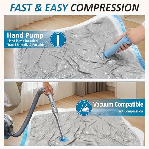 Cozy Essential Vacuum Storage Bags, 80% Compression Vacuum Seal Space Saver Plastic Packaging Bags for Clothes, Blankets, Pillow, Bedding, Comforters, Sealer Clothing Storage,20 Co
