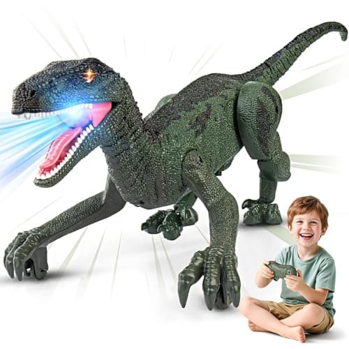 Rcfunkid Dinosaur Toys for Kids, 2.4GHz Remote Control Dinosaur with Walking, Realistic Sounds, Demo Mode, Rechargeable Jurassic Toys for 3-5, 5-7, 8-12, Birthdays, Parties, Christ
