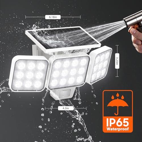 WdtPro Solar Lights Outdoor Motion Sensor, 3500LM Bright Solar Flood Lights Outdoor, Adjustable & Upgrade Glass Panel, Wireless LED Solar Powered Security Spot Lights Waterproof fo thumbnail 8