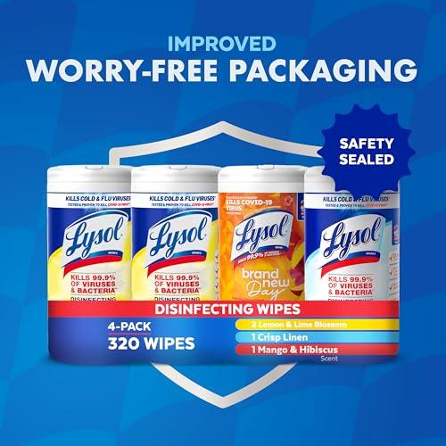 Lysol Disinfecting Wipes Bundle, Home Apartment Dorm Room Essentials and Cleaning Supplies, All Purpose Cleaner, Multi-surface Cleaning Wipes, Multi-Scent Sanitizing Wipes Bundle, 
