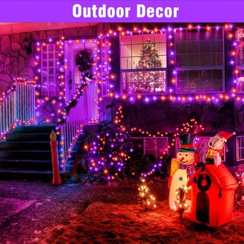 Nisocy 100FT Purple Orange Halloween String Lights