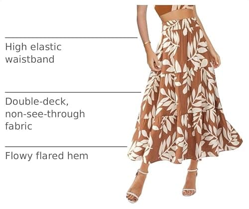 Miniatura de Falda Midi Floral Boho BTFBM para Mujer con Bolsillos 4