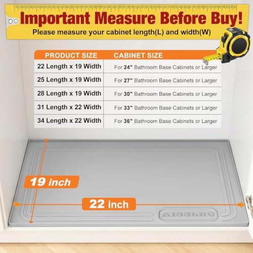 Tapete protector impermeable de silicona para debajo del fregadero (22" x 19")