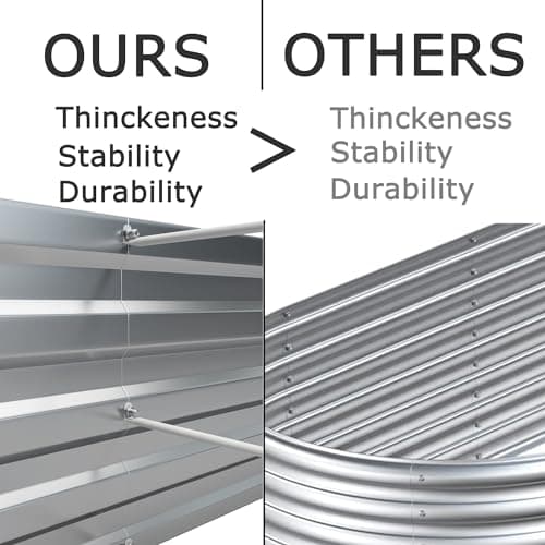 Foxlang 8x4x1ft(2 PCS) Galvanized Raised Garden Bed,Outdoor Planter Box Metal Patio Kit Planting Bed for Vegetables Flowers Herb,Silver thumbnail 3
