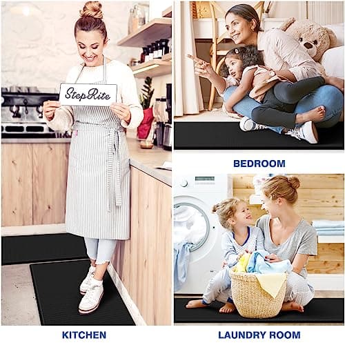 StepRite Kitchen Mats, 2PCS Kitchen Rugs, Cushioned Anti Fatigue Kitchen Mats for Floor, Non-Slip Standing Desk Mat, Waterproof Kitchen Rug Set for Kitchen, Floor, Office, 17.3"x30 thumbnail 6