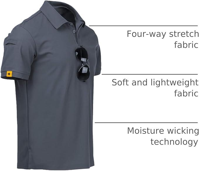 ZITY Mens Polo Shirt Short Sleeve Sports Tactical T-Shirt Athletic Golf Polos Daily Casual Stylish Collared Shirts for Men