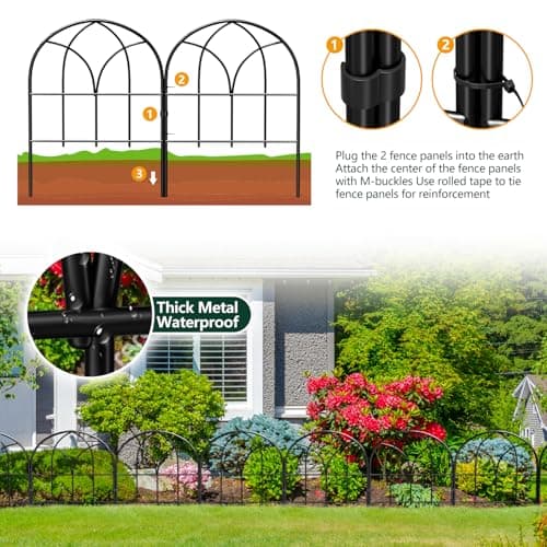 Set de 19 Paneles de Cerca Decorativa para Jardín, Anti-Animales