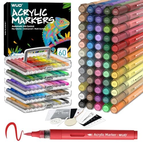 Marcadores Acrílicos WUO 60 Colores: Punta Pincel, Control Tinta y Sin Manchas