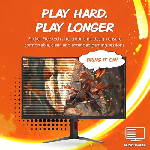 AOC CQ27G4ZH 27" Curved Gaming Monitor, QHD 2K 2560x1440, 1500R VA, 300Hz 0.3ms MPRT, HDMI x2, DP x1, Height Adjustable Stand, HDR, 3-Year Zero-Bright-dot thumbnail 6