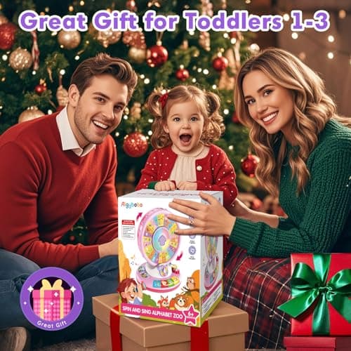 Toys for 1 2 3 Years Old Boys Girls, Musical Spin & Sing Alphabet Zoo with Lights & Sounds, Learning Educational Toys for Toddler 1-3, Christmas Birthday Gifts for Baby Kids Age 6-