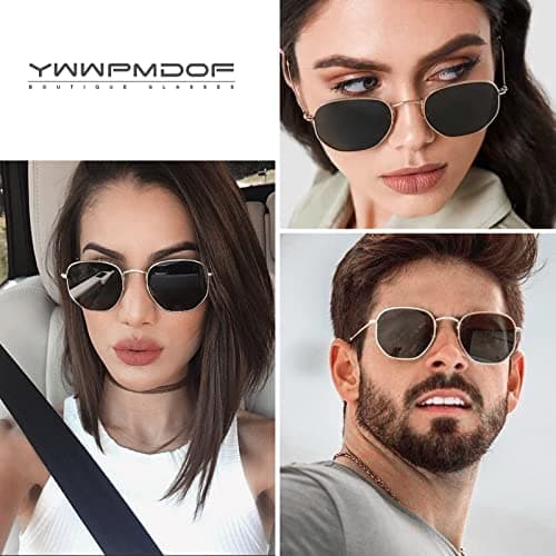 Miniatura de YWWPMDOF Polarized Sunglasses for Womens Men Trendy Square Hexagonal Flat Mirrored Sun Glasses UV Protection 6