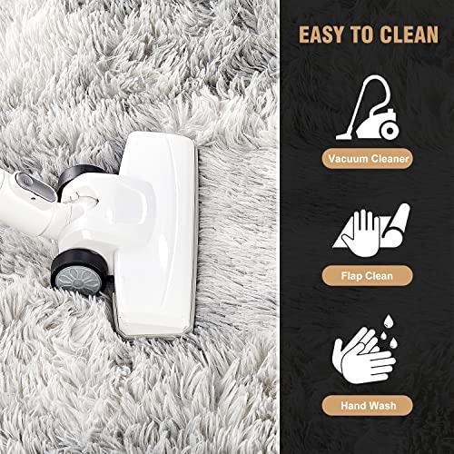 YOBATH Fluffy 8x10 Area Rugs for Living Room Bedroom, Large Modern Soft Shag Rugs for Kids Girls Boys, Non-Slip Plush Shaggy Rugs for Playroom Nursery Dorm Room, Tie-Dyed Light Gre