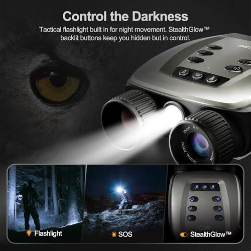 VisioGear Night Vision Binoculars - Night Thunder X3 4K Night Vision Goggles for Adults, AI Color Mode, 2000ft Range, 5000mAh Battery, 32GB Card for Camping & Security thumbnail 4