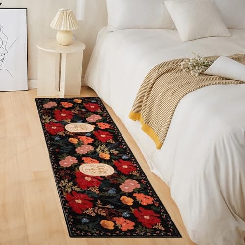 ROTTOGOON Hallway Runner Rug 2'x6' Washable Soft Floral Rug with Rubber Backing Stain Resistant Non-Slip Bohemian Runner Rugs for Hallway Entryway Laundry Room Kitchen Bathroom