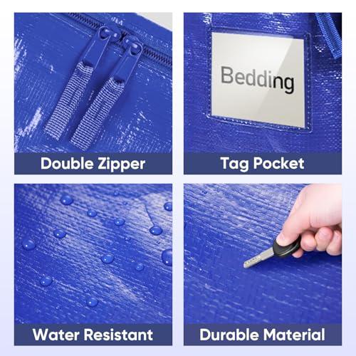 TICONN 6 Pack Extra Large Moving Bags with Zippers & Carrying Handles, Heavy-Duty Storage Tote Moving Boxes for Space Saving