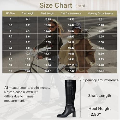 Vepose Women's Black Knee High Square Toe Heeled Boots, Size 7, 9572 thumbnail 6