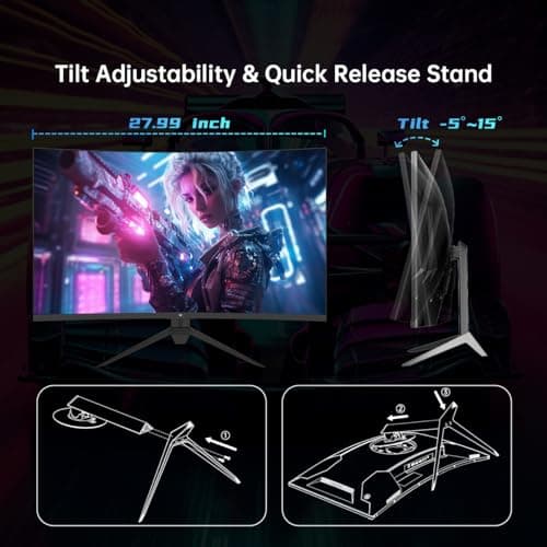 KTC 32 Inch Curved Gaming Monitor, FHD 1080P 165Hz PC Monitor, 1500R, 122% sRGB with HDR, FreeSync Premium, HDMI 2.0x2, DisplayPort 1.4, VESA Compatible, Tilt Adjustable, Eye Care, thumbnail 9