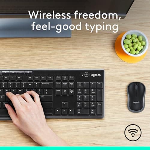 Logitech MK270 Wireless Keyboard and Mouse Combo for Windows, 2.4 GHz Wireless, Compact Mouse, 8 Multimedia and Shortcut Keys, 2-Year Battery Life, for PC, Laptop - Black thumbnail 2