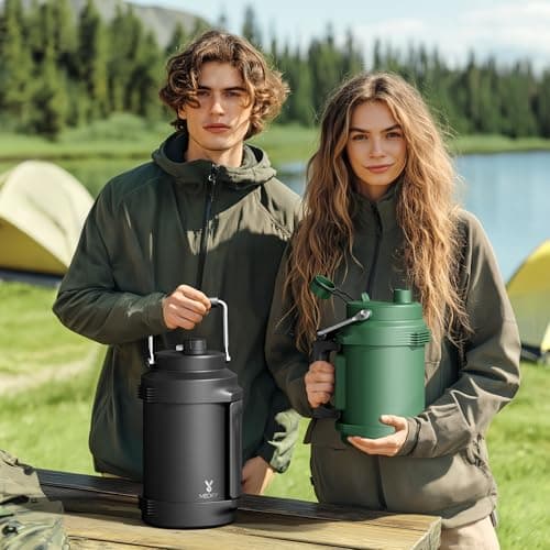 64 oz Insulated Water Bottle for Gym: Meoky Triple Wall Vacuum Stainless Steel Half Gallon Water Jug - Top and Side Handles, 2-in-1 Straw and Spout Lid, Cold for 36 Hrs, Leak Proof for Camping (Night) thumbnail 6
