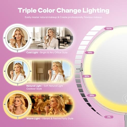 Miniatura de Espejo de Maquillaje Zlroluyn 1X/30X con Luz LED, Ajustable y Doble Cara (Níquel) 2