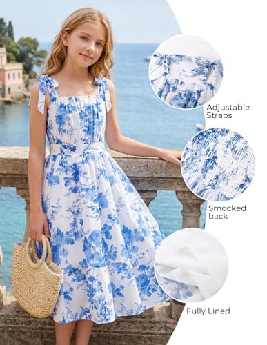 Miniatura de Vestido Floral de Chifón GRACE KARIN para Niñas, Sin Mangas, Veraniego y Versátil 6